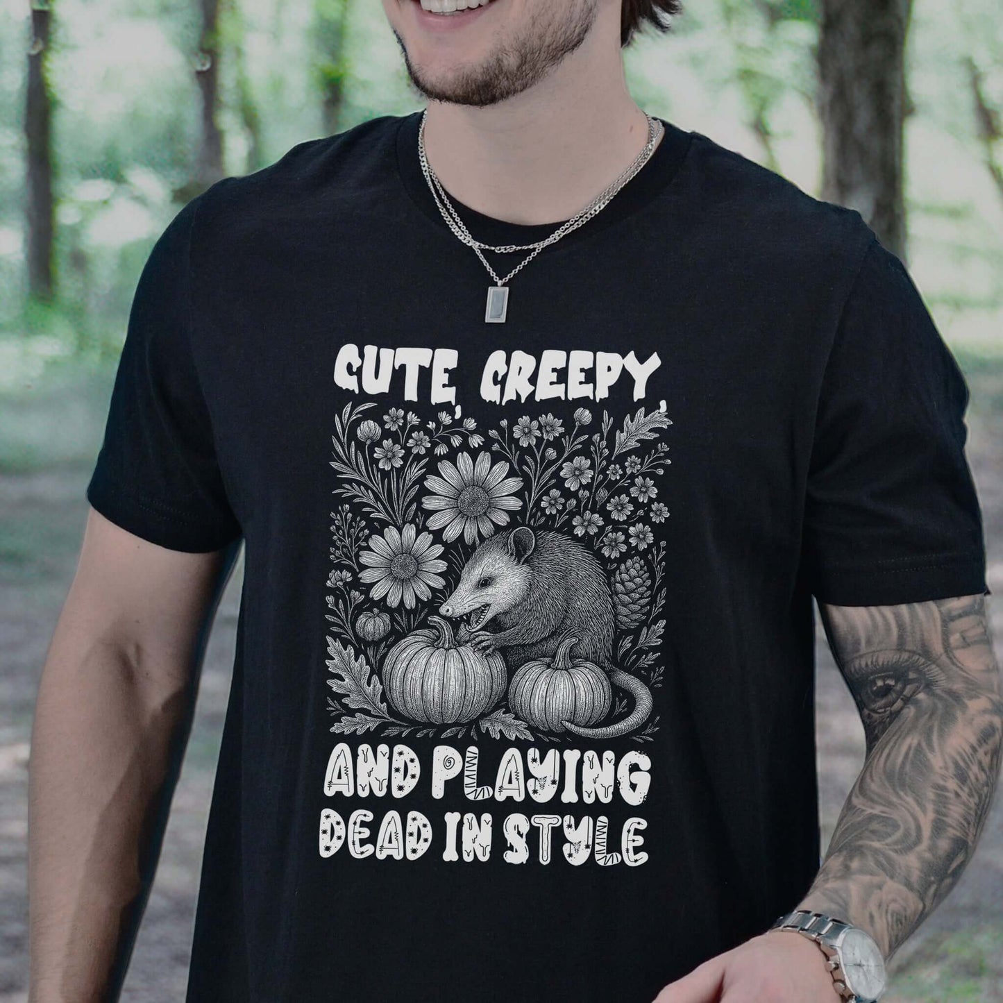 Cute Creepy Opossum Halloween Shirt – Funny Possum Lover Fall Tee