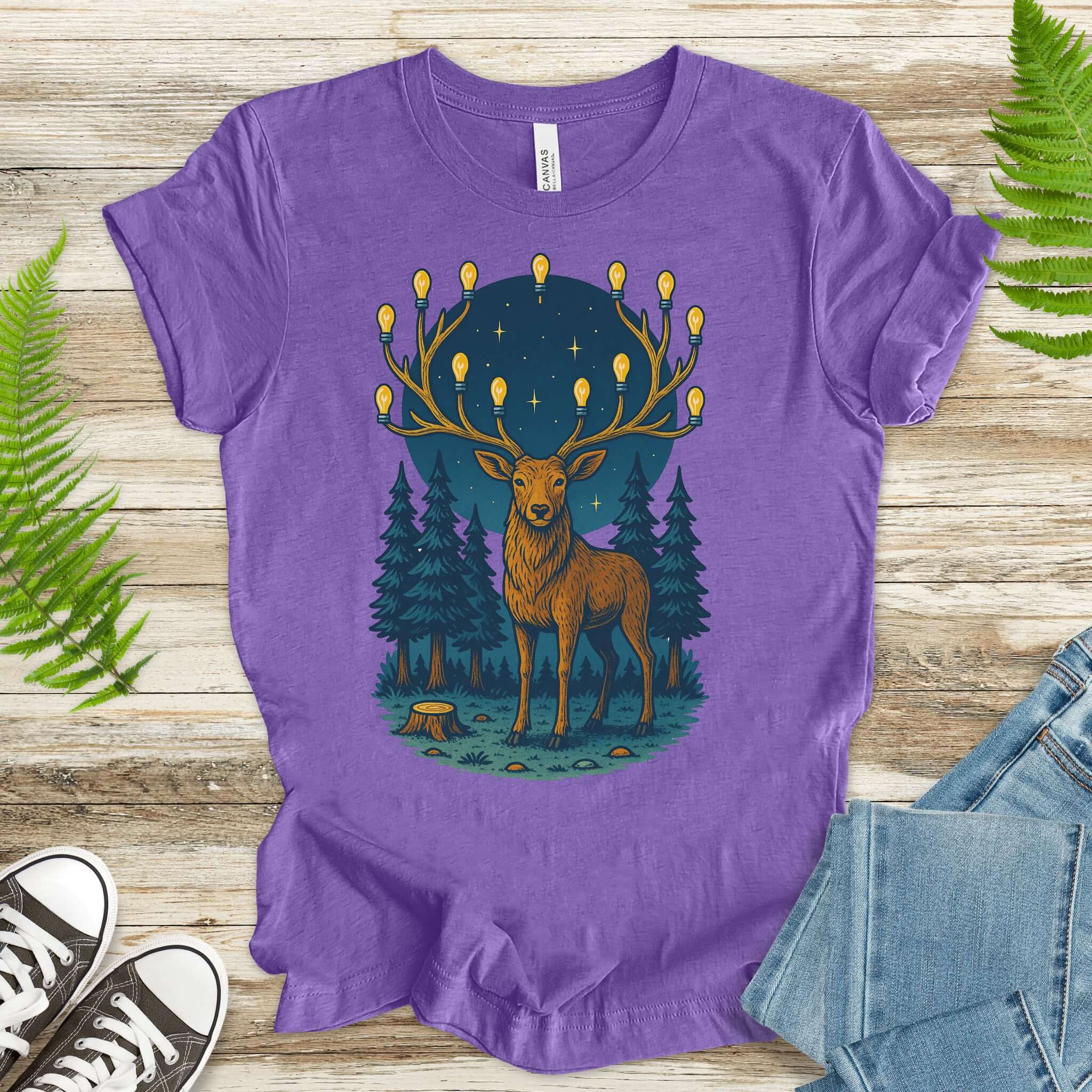 Elk with Lantern Antlers – Forest Glow T-Shirt