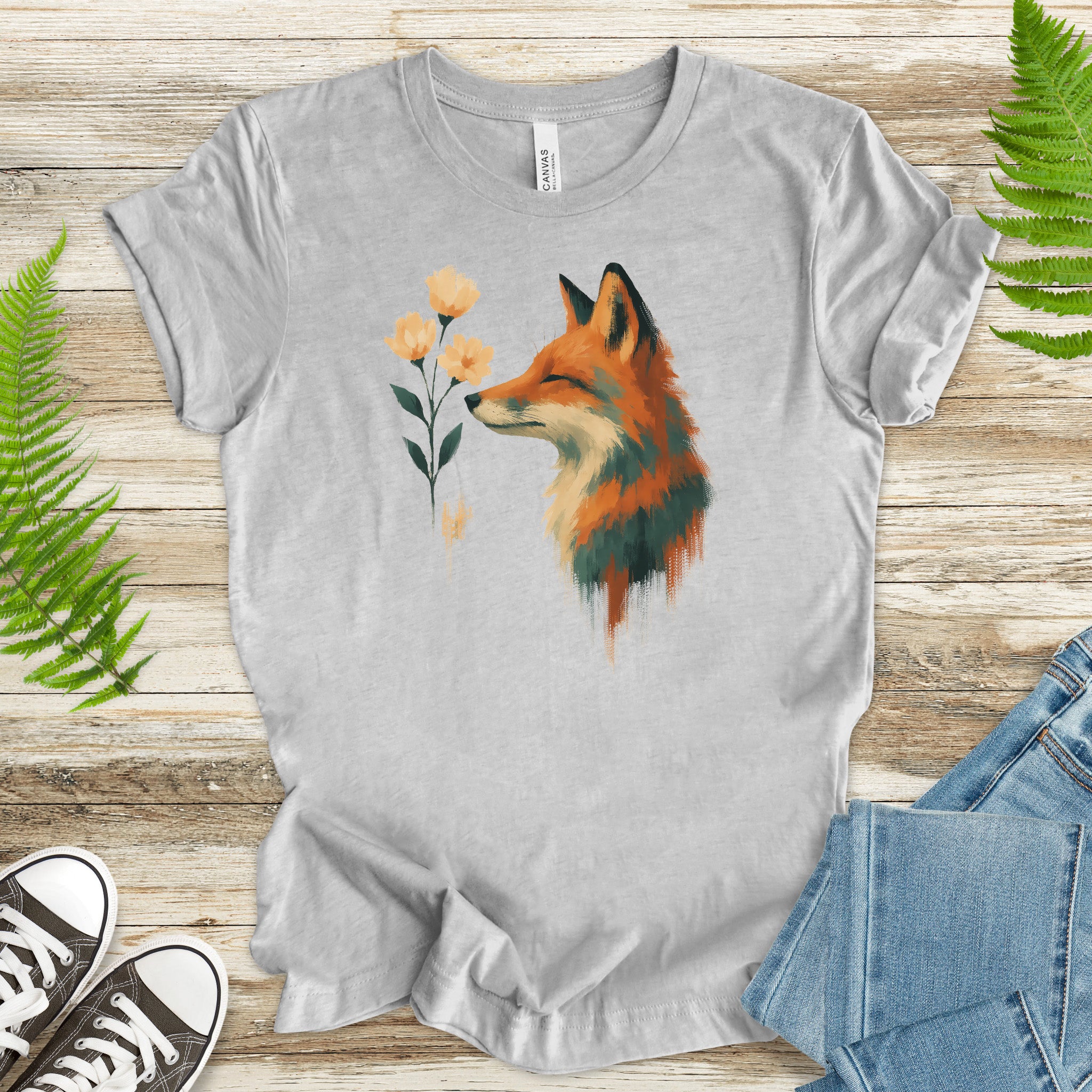Floral Fox T-Shirt – Watercolor Cottagecore Nature Lover Tee