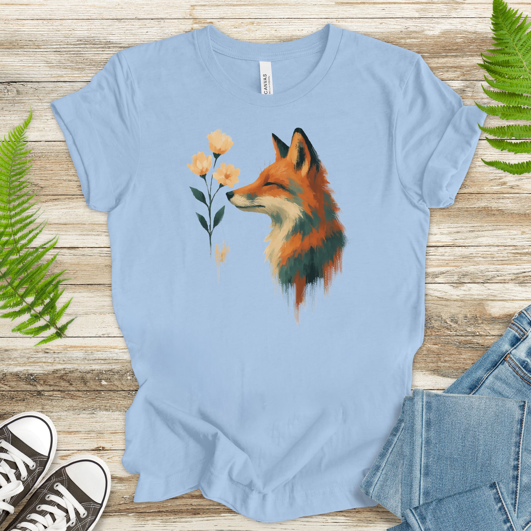 Floral Fox T-Shirt – Watercolor Cottagecore Nature Lover Tee