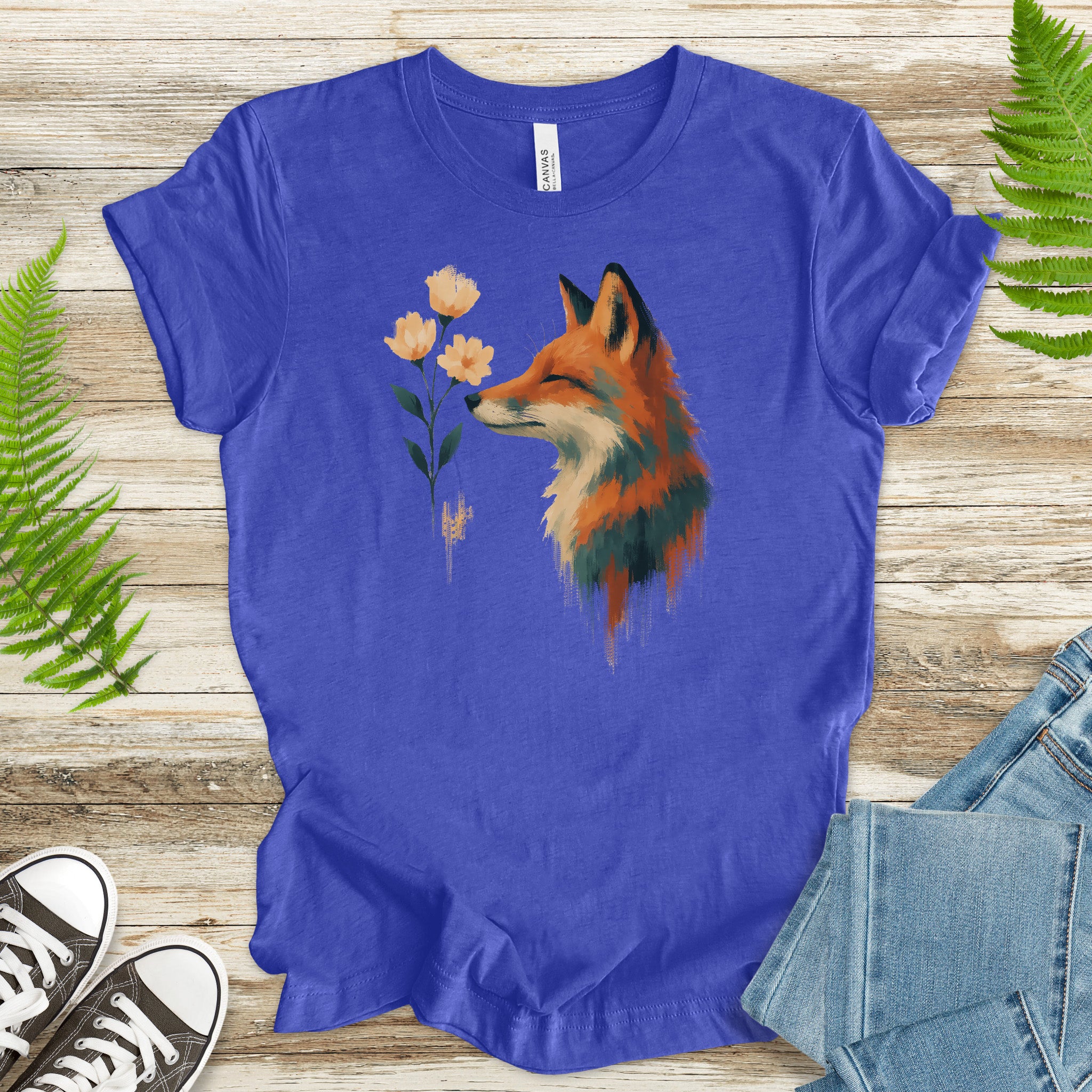 Floral Fox T-Shirt – Watercolor Cottagecore Nature Lover Tee