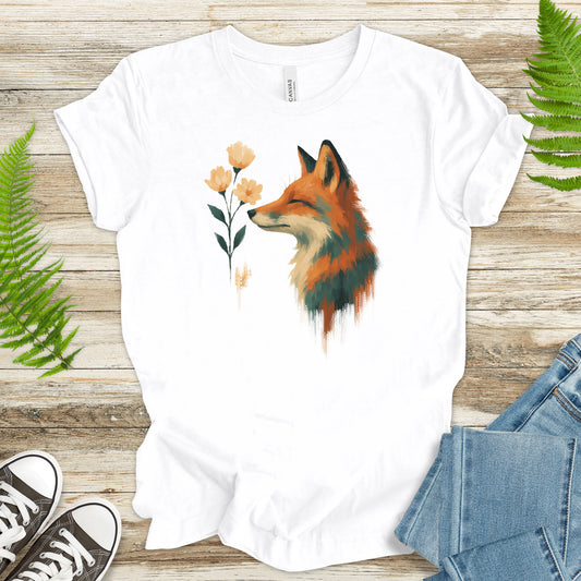 Floral Fox T-Shirt – Watercolor Cottagecore Nature Lover Tee