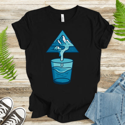 Glacier Pouring into Water Glass T-Shirt – Geometric Nature & National Park Art Tee