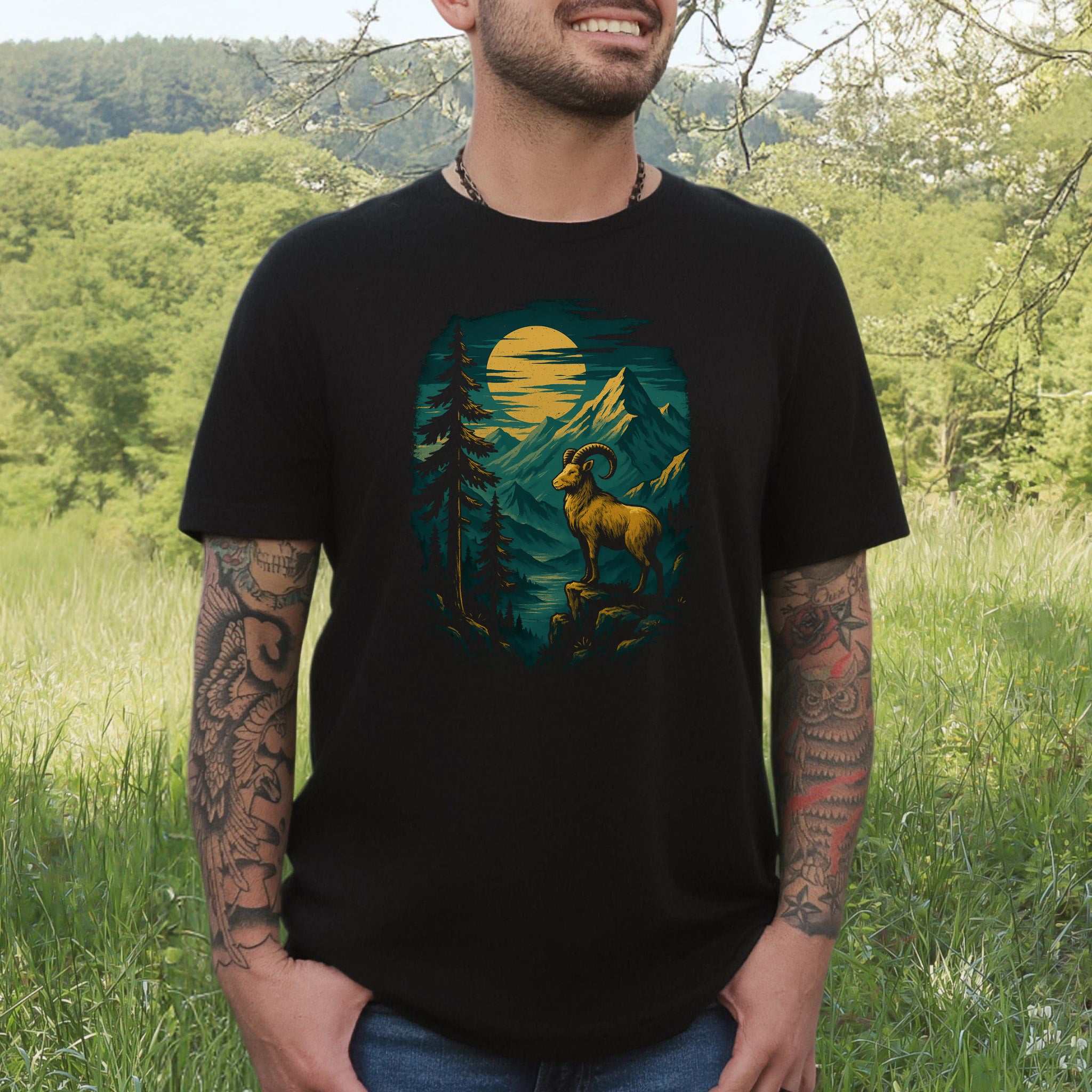 Mountain Goat Spirit Animal T-Shirt – Vintage Nature Lover Tee