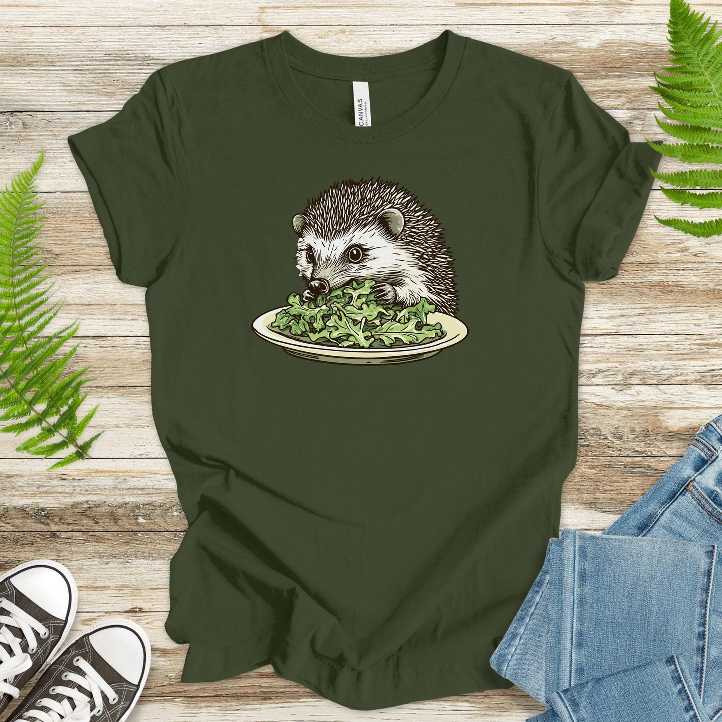 Hedgehog Eating Salad T-Shirt - TShirtree