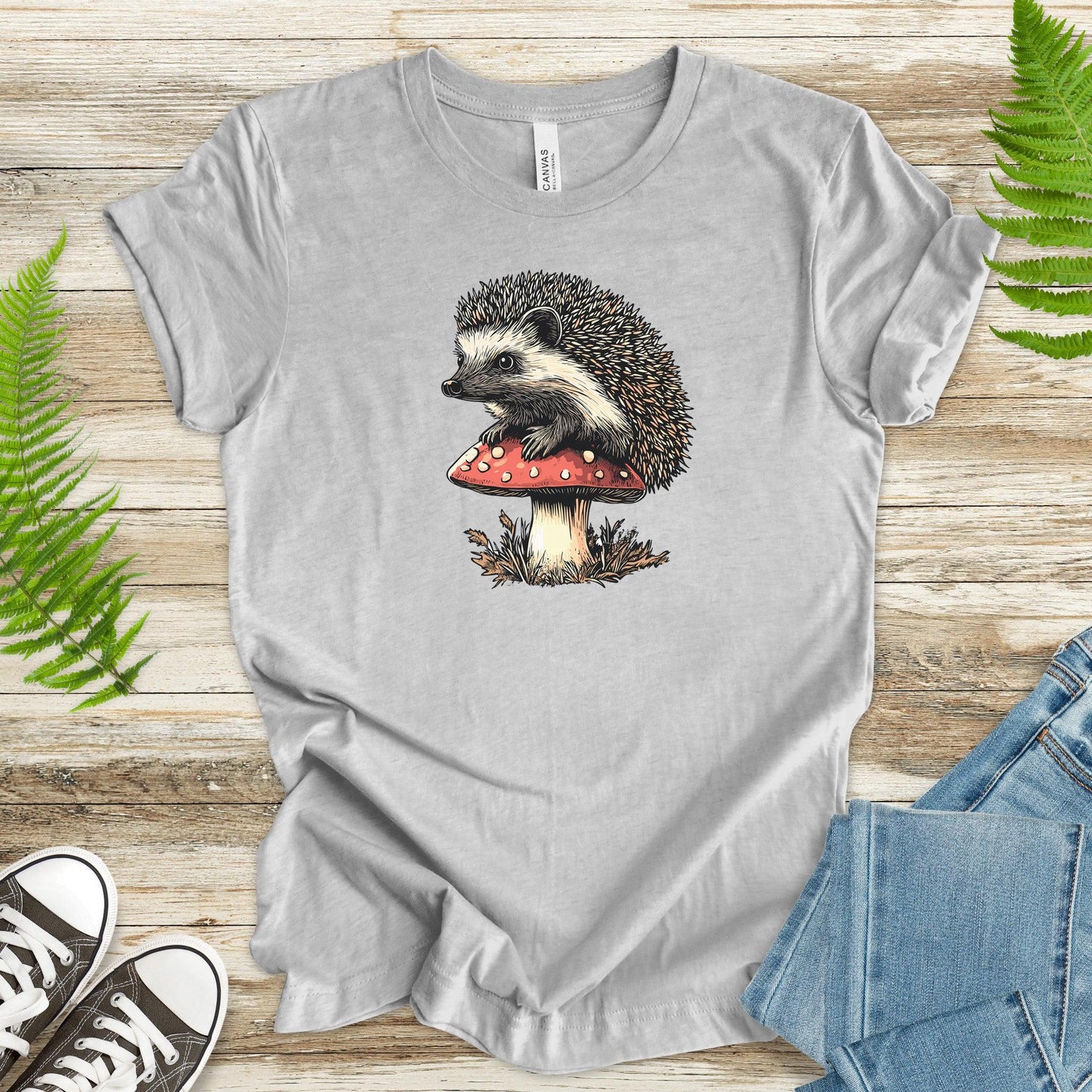 Hedgehog on Mushroom T-Shirt - TShirtree