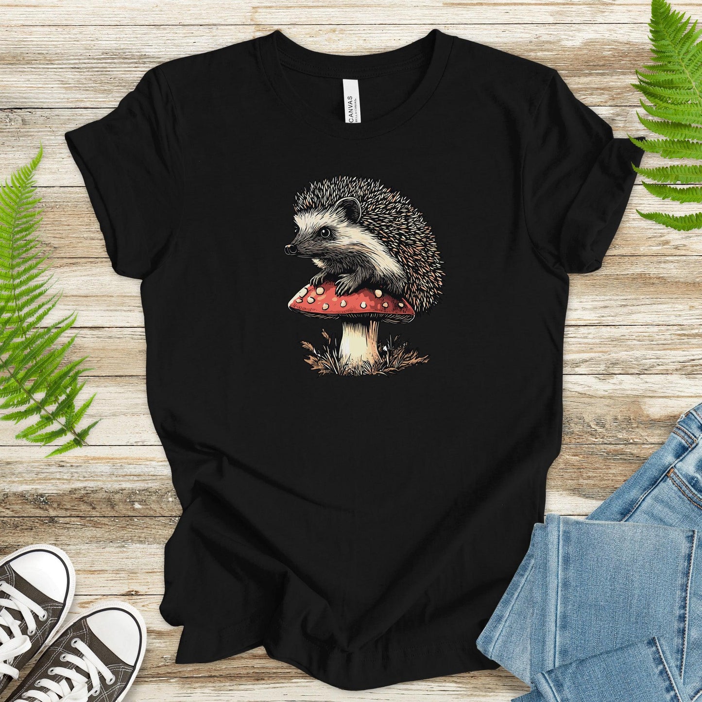 Hedgehog on Mushroom T-Shirt - TShirtree