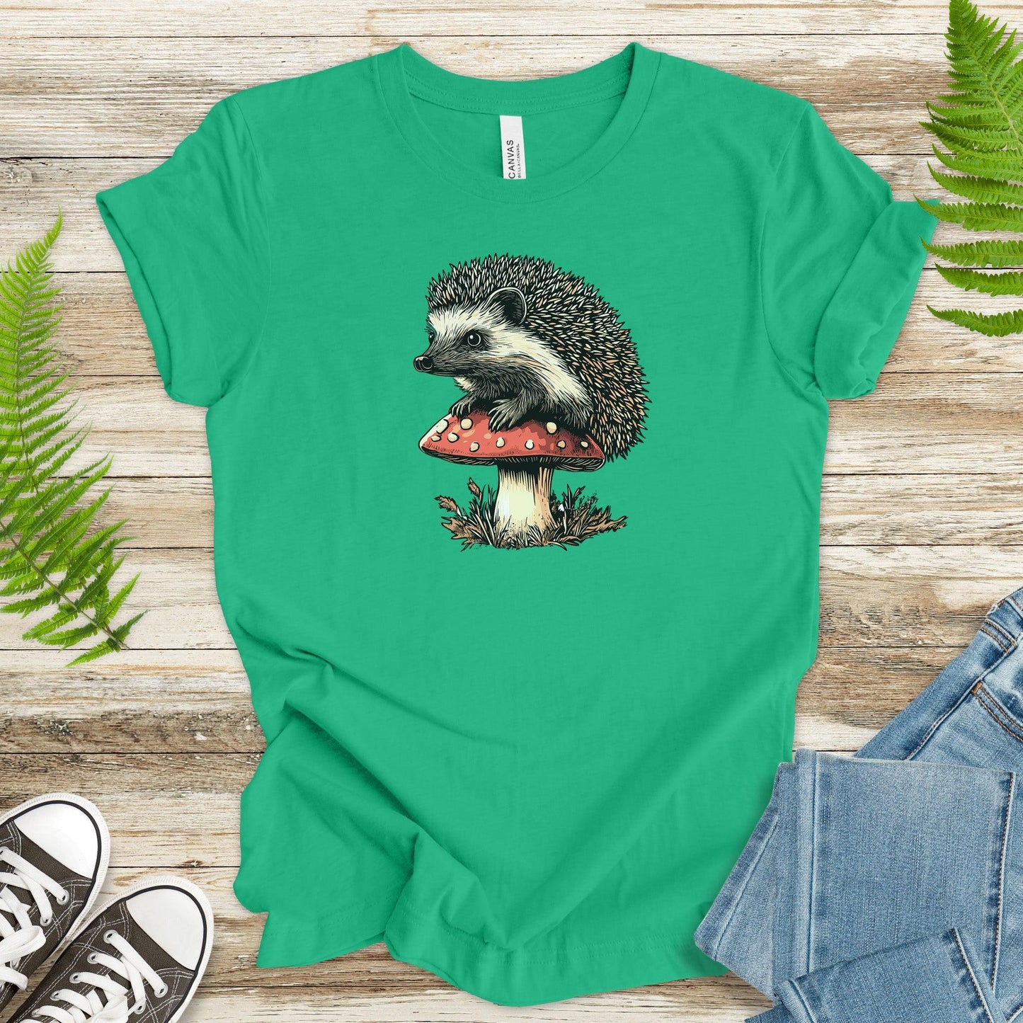 Hedgehog on Mushroom T-Shirt - TShirtree