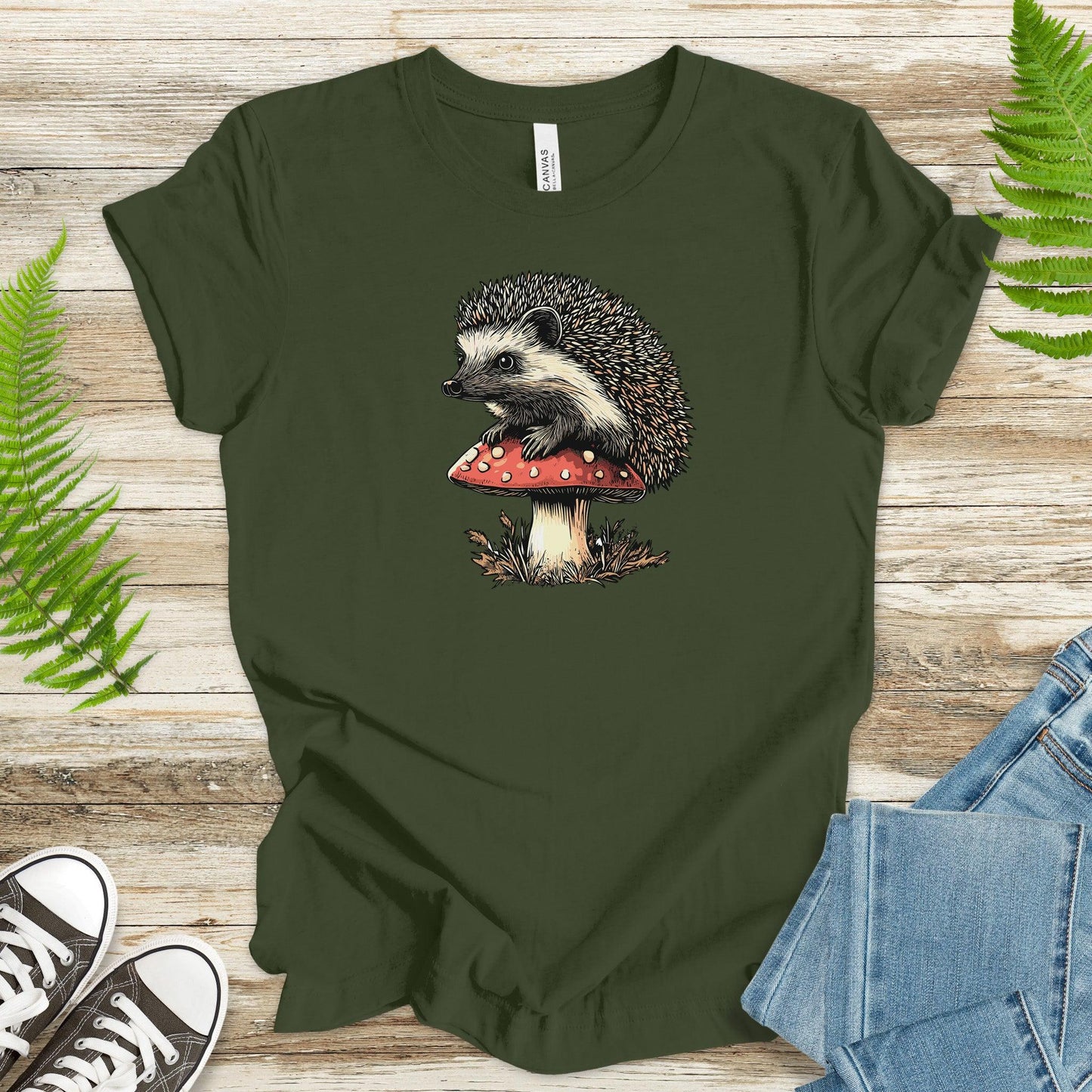 Hedgehog on Mushroom T-Shirt - TShirtree