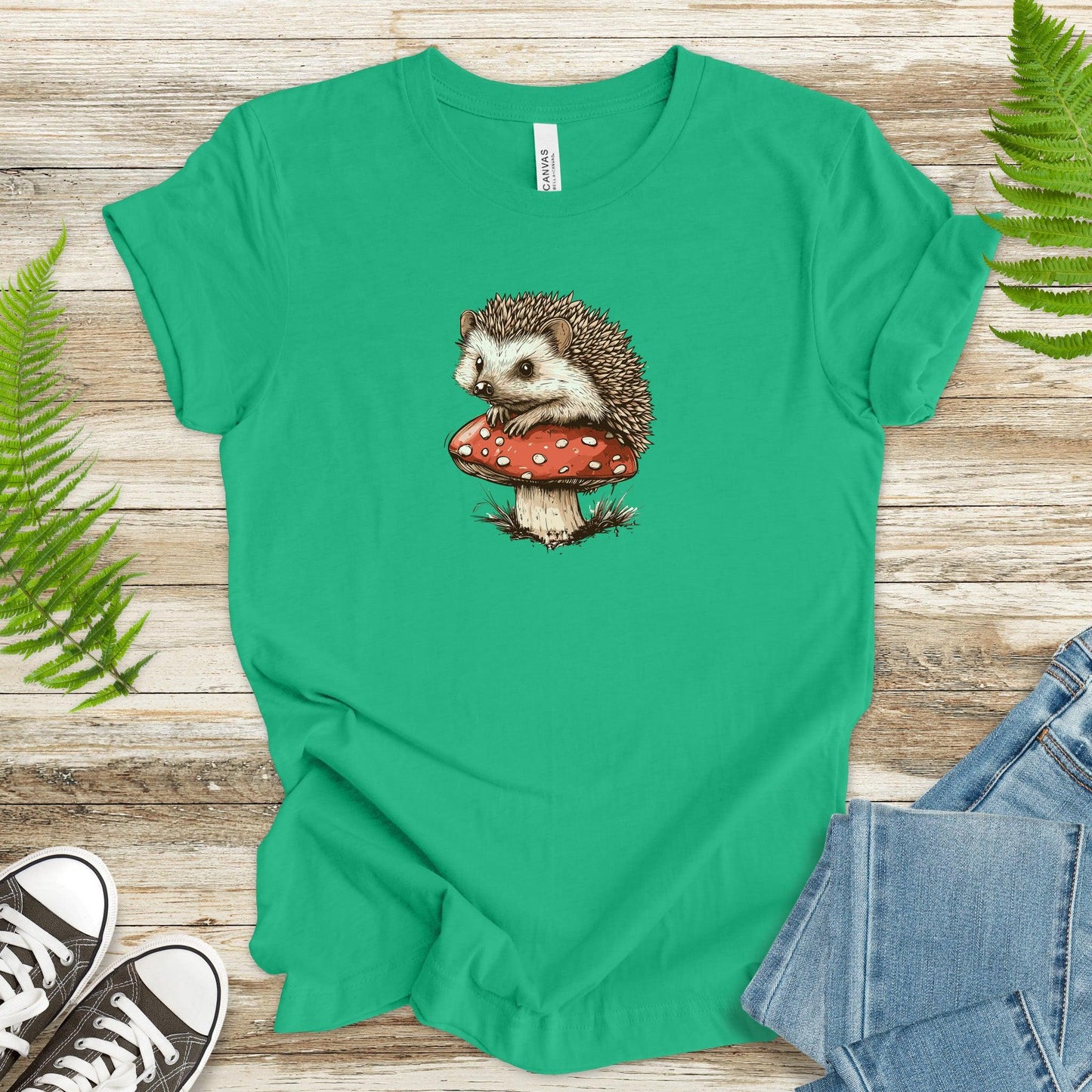 Hedgehog on a Red Mushroom T-Shirt - TShirtree