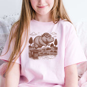 Hippo Morning Swim – Retro Pool Party Vibes Youth Tee