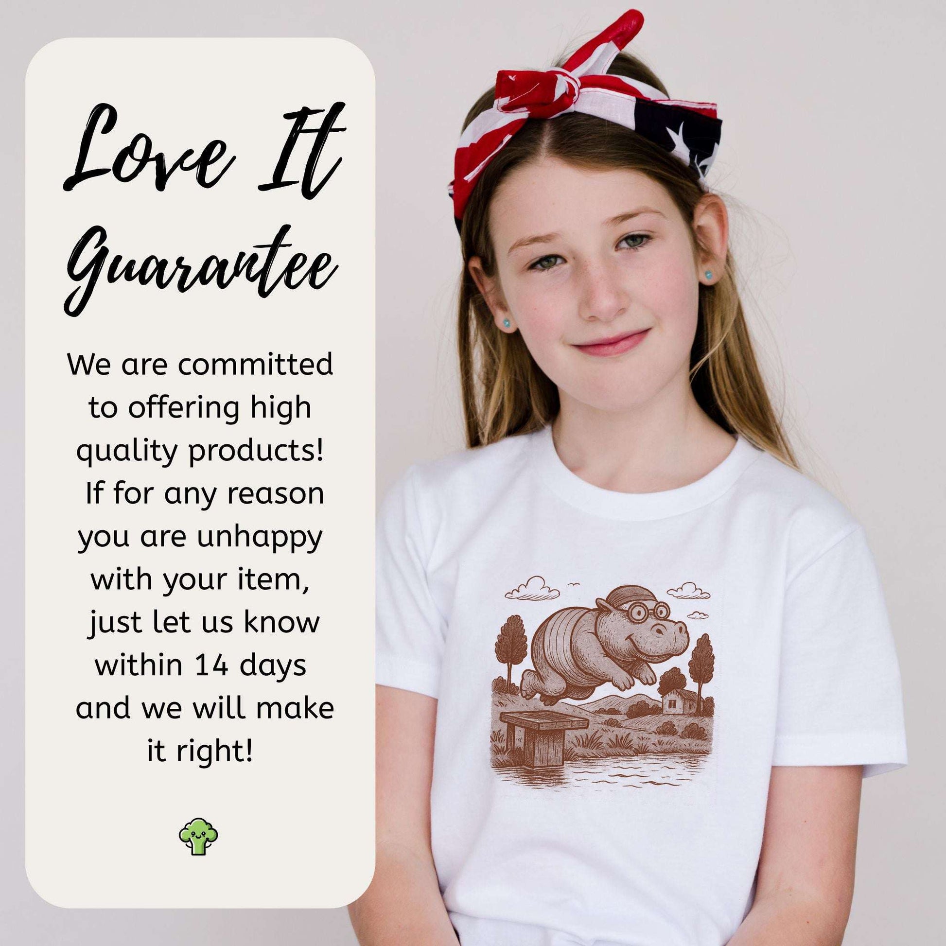 Hippo Morning Swim – Retro Pool Party Vibes Youth Tee