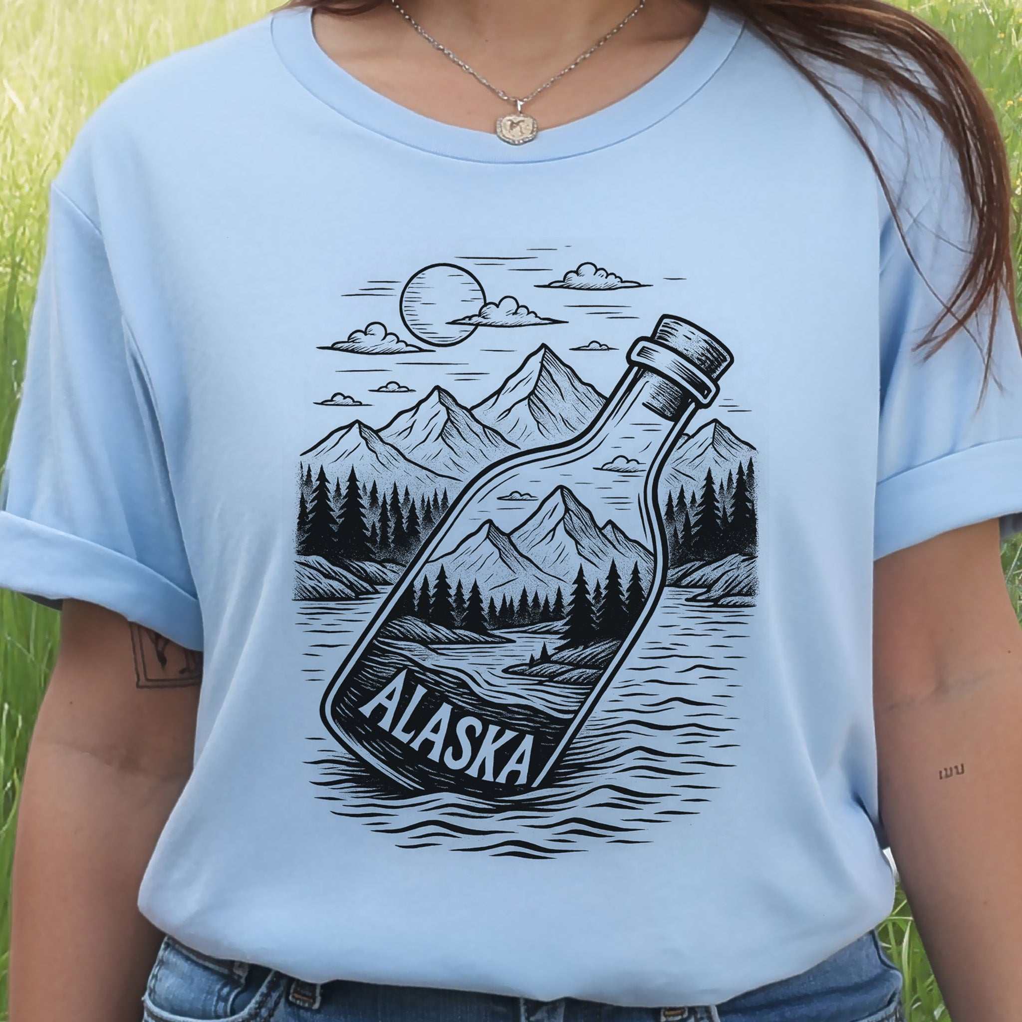 Alaska Bottle Escape T-Shirt – Vintage Wilderness Adventure Tee
