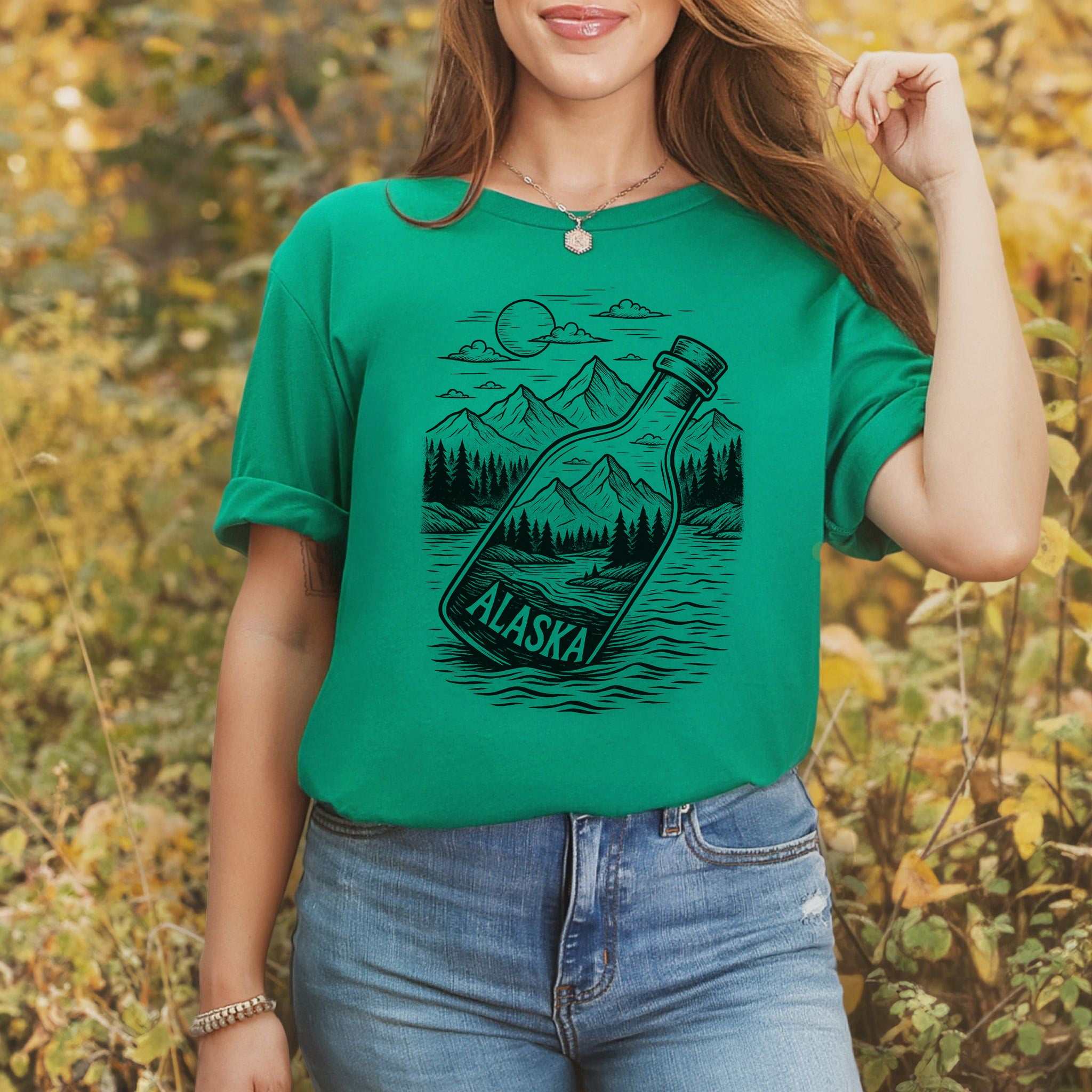 Alaska Bottle Escape T-Shirt – Vintage Wilderness Adventure Tee