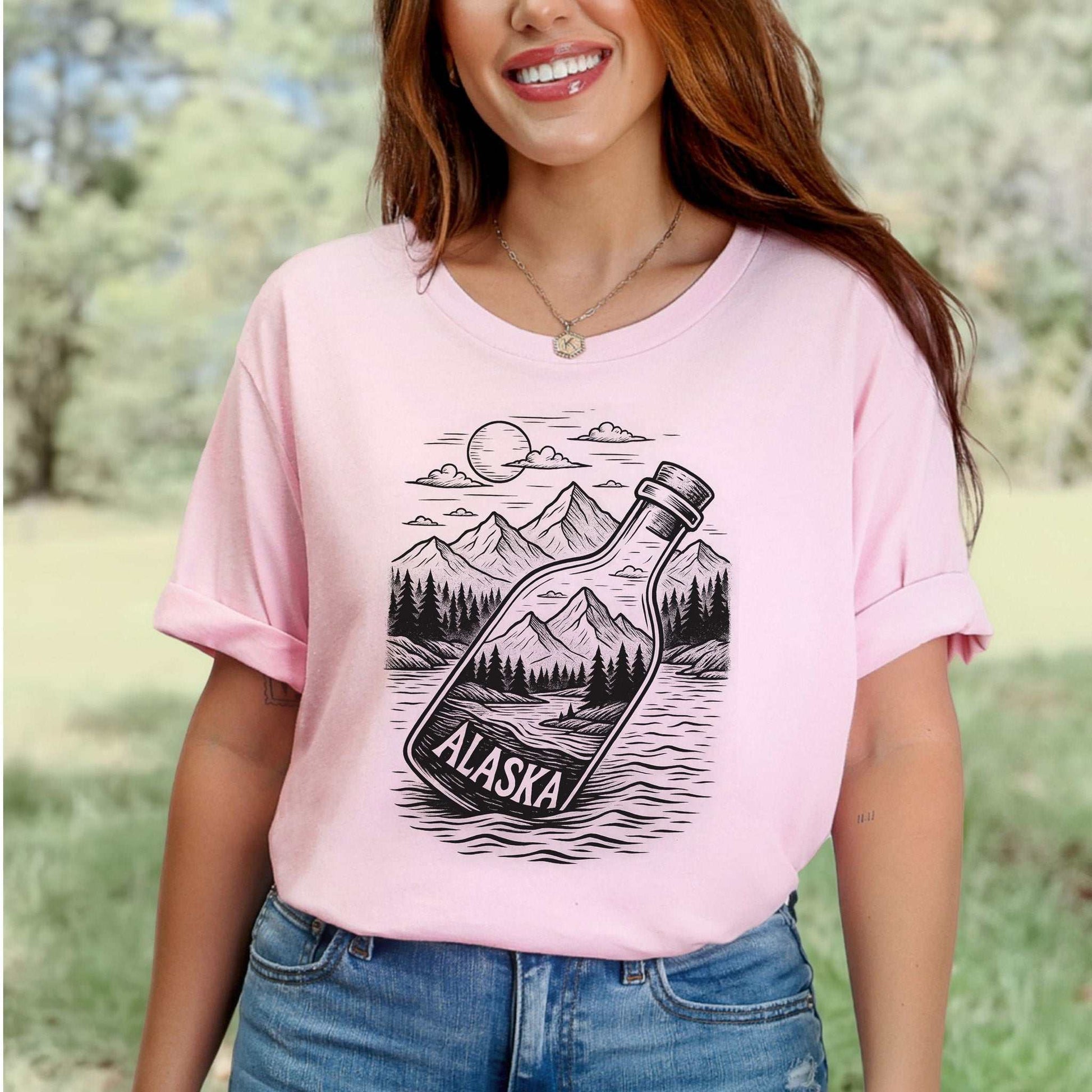 Alaska Bottle Escape T-Shirt – Vintage Wilderness Adventure Tee