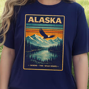 Alaska Where the Wild Soars Eagle Vintage Nature Travel T-Shirt