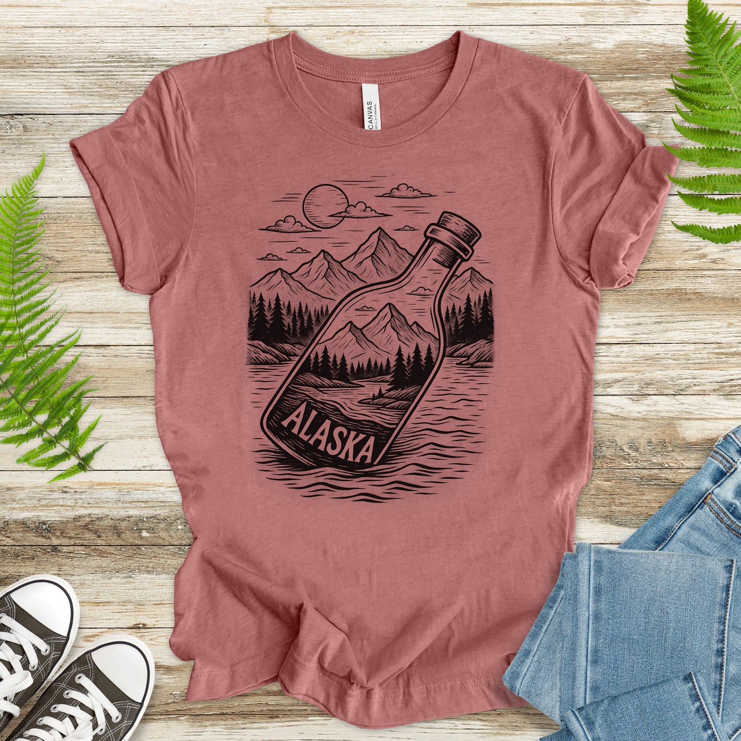 Alaska Bottle Escape T-Shirt – Vintage Wilderness Adventure Tee