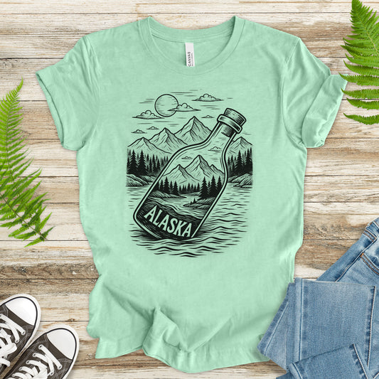 Alaska Bottle Escape T-Shirt – Vintage Wilderness Adventure Tee
