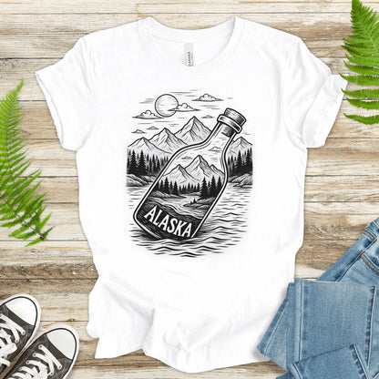 Alaska Bottle Escape T-Shirt – Vintage Wilderness Adventure Tee