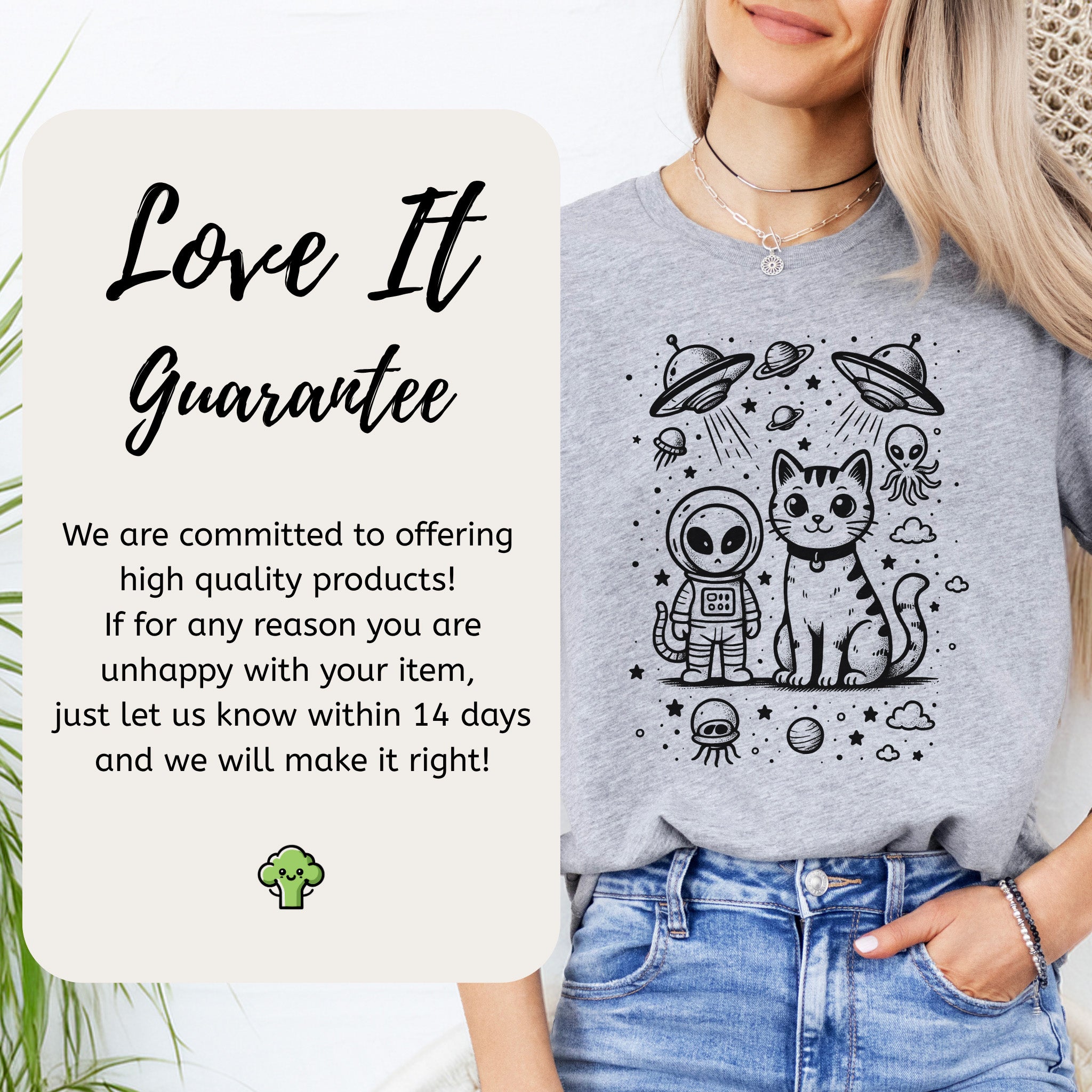 Alien & Cat Cosmic Buddies T-Shirt