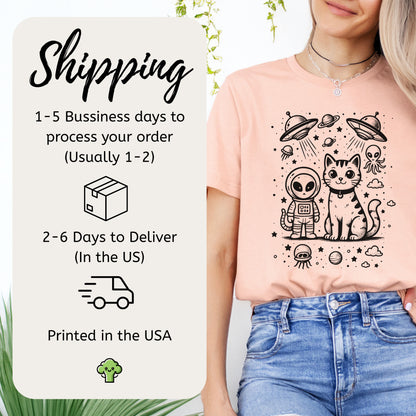 Alien & Cat Cosmic Buddies T-Shirt