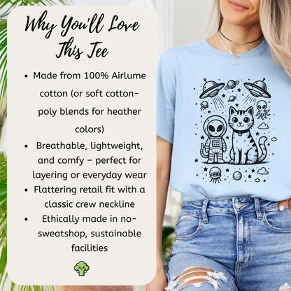 Alien & Cat Cosmic Buddies T-Shirt