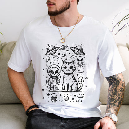 Alien & Cat Cosmic Buddies T-Shirt