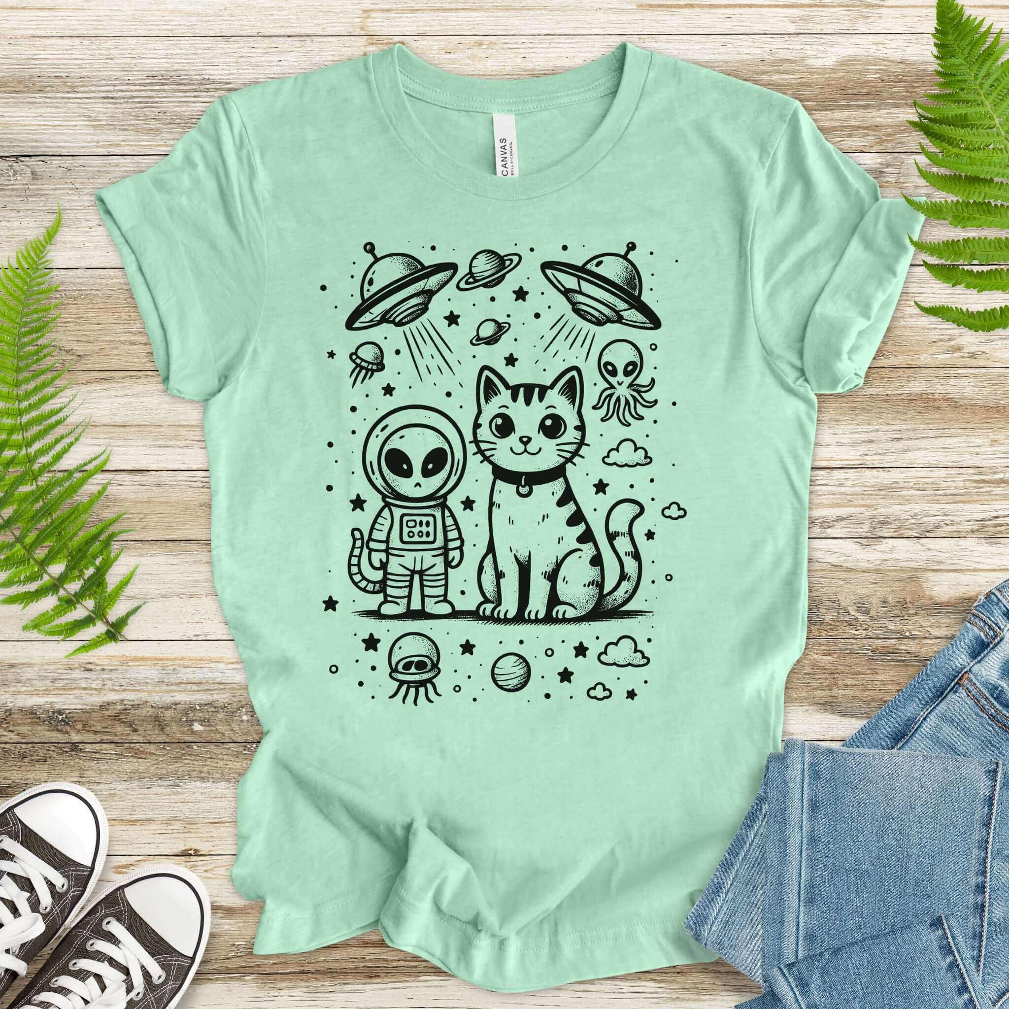 Alien & Cat Cosmic Buddies T-Shirt