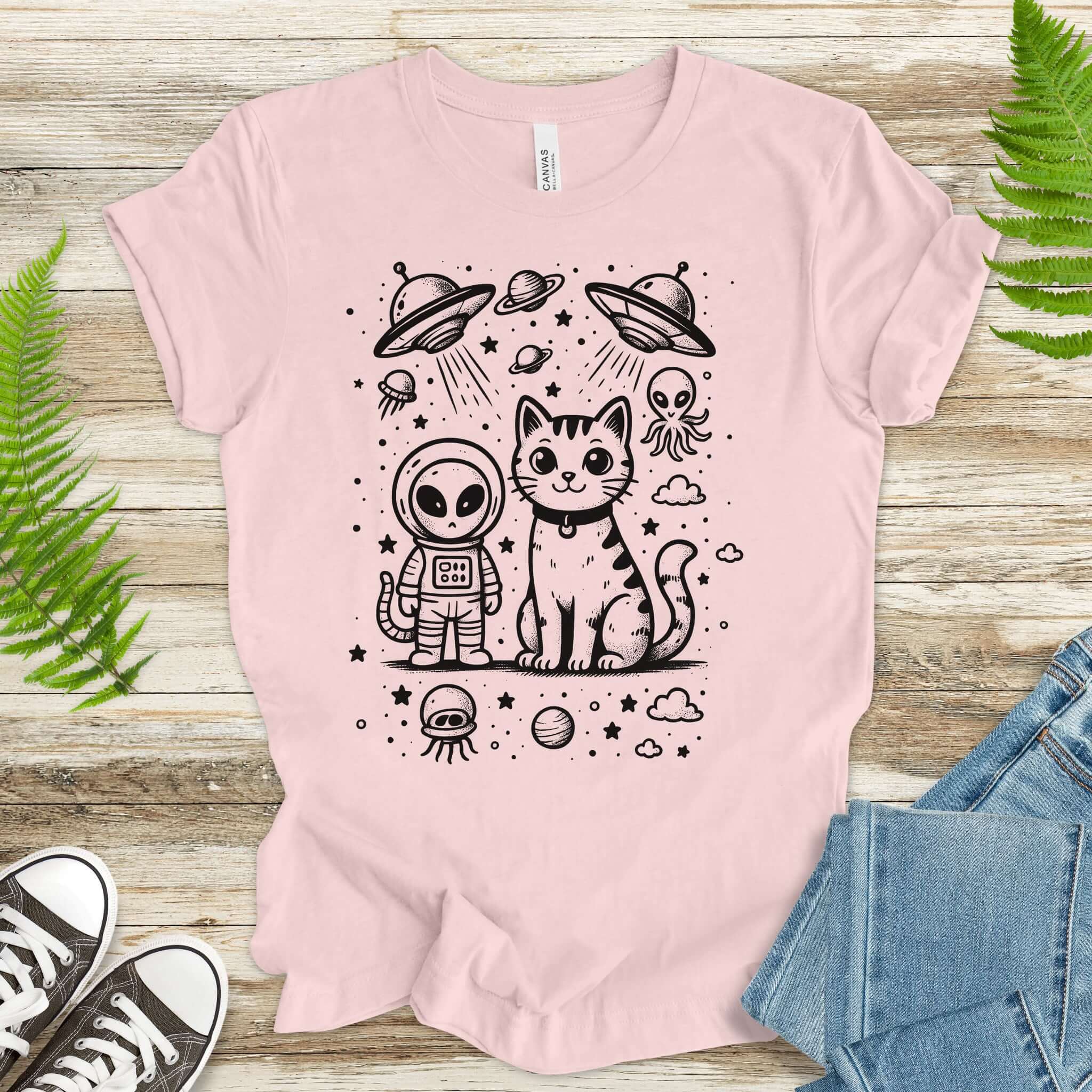 Alien & Cat Cosmic Buddies T-Shirt