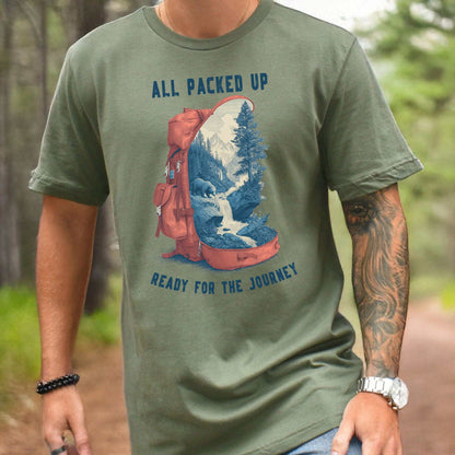 All Packed Up T-Shirt – Retro Backpack Adventure Wilderness Tee