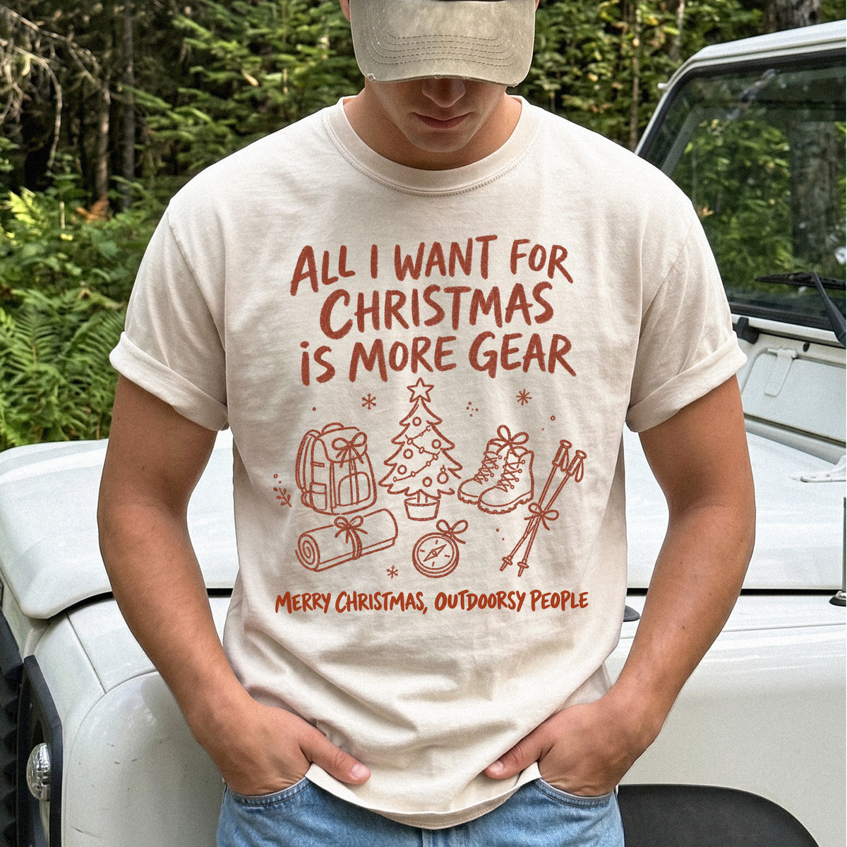 All I Want for Christmas Is More Gear Comfort Colors Shirt – Outdoorsy Holiday Tee