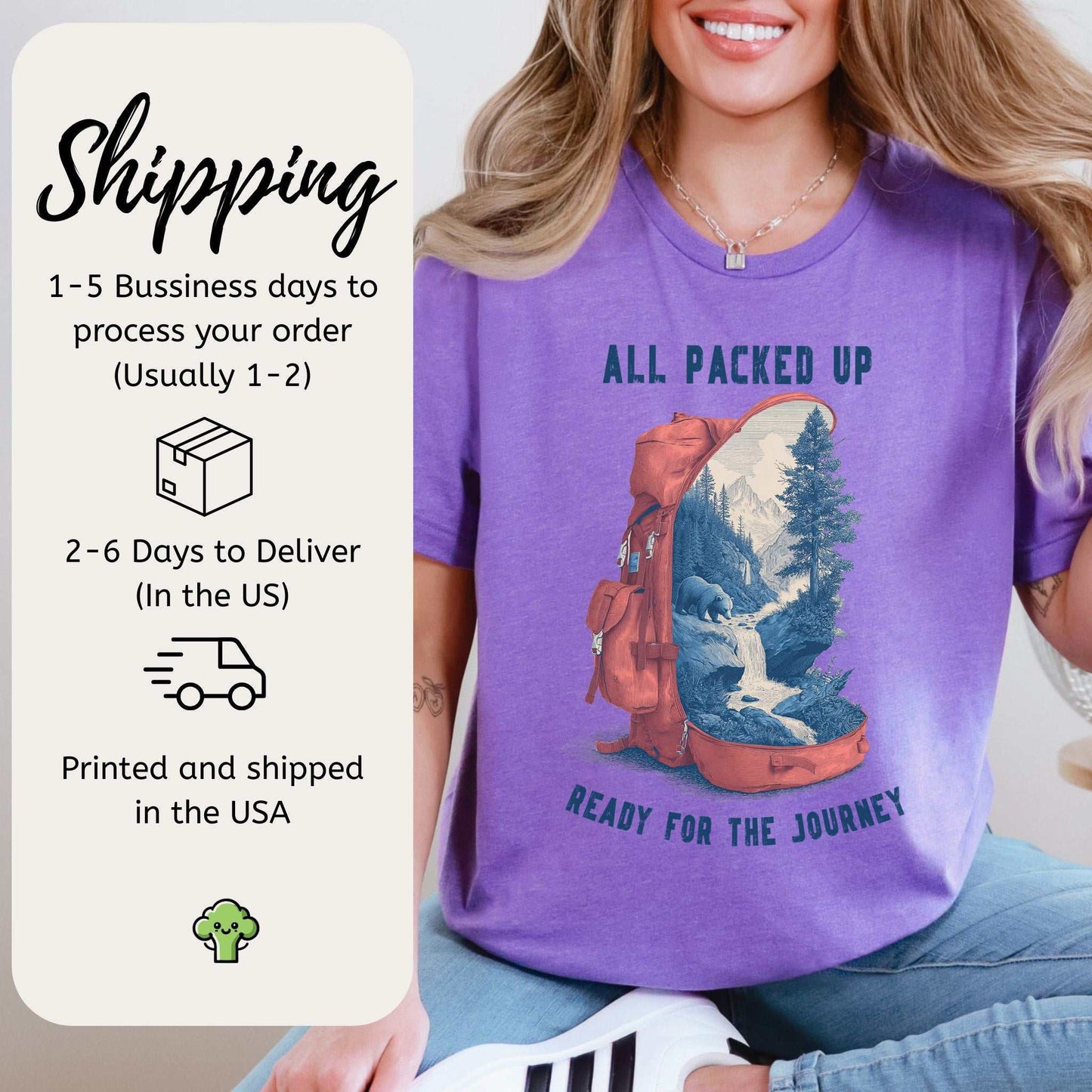 All Packed Up T-Shirt – Retro Backpack Adventure Wilderness Tee