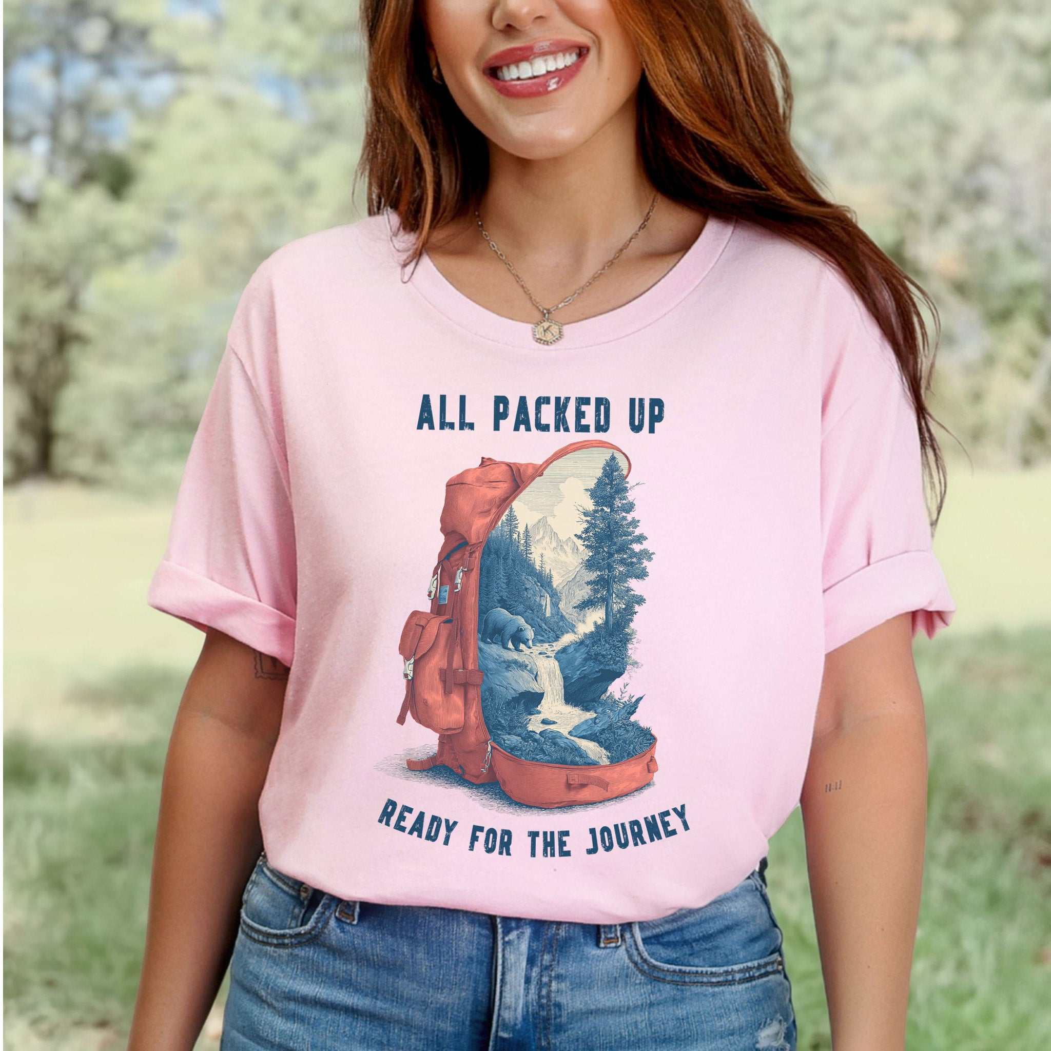 All Packed Up T-Shirt – Retro Backpack Adventure Wilderness Tee