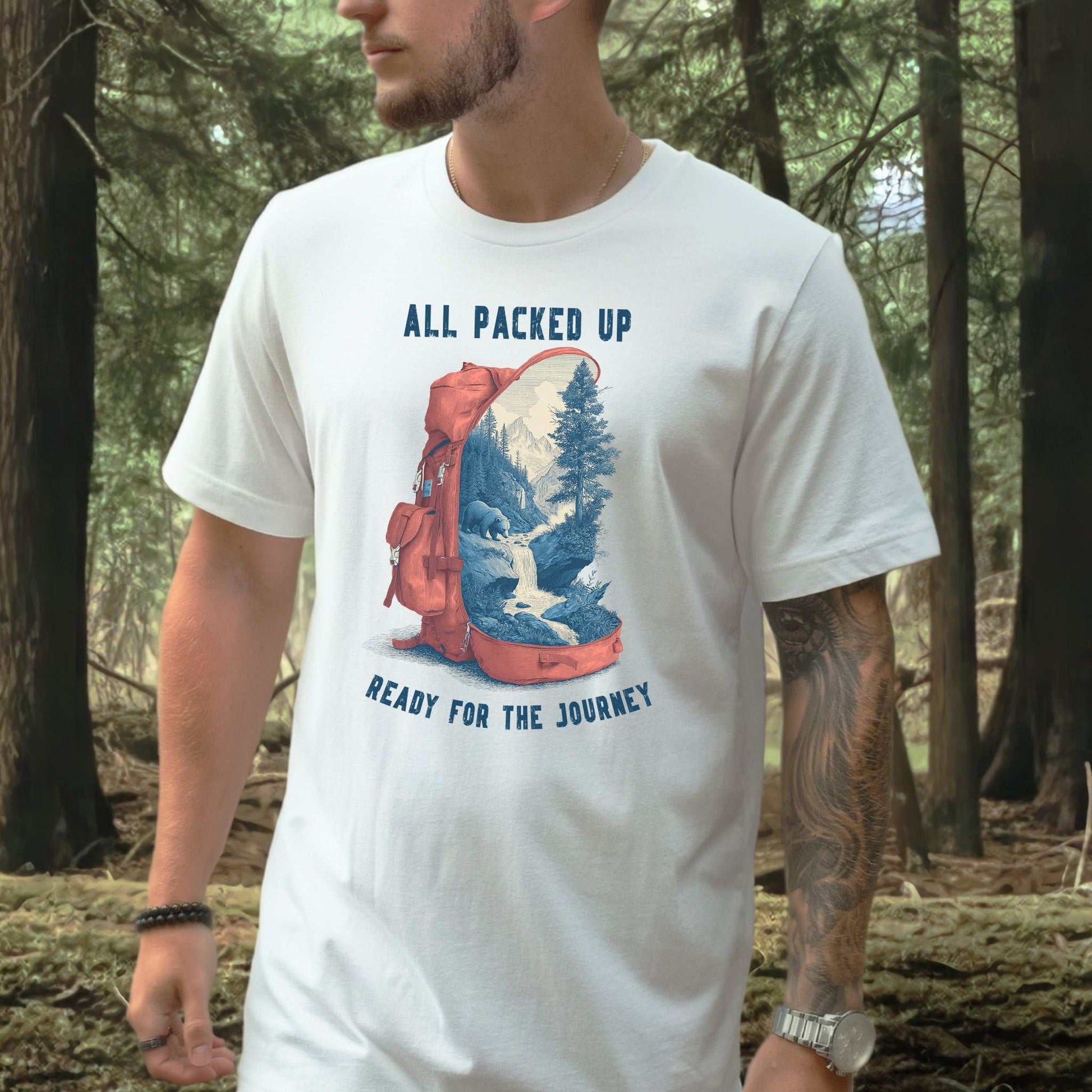 All Packed Up T-Shirt – Retro Backpack Adventure Wilderness Tee