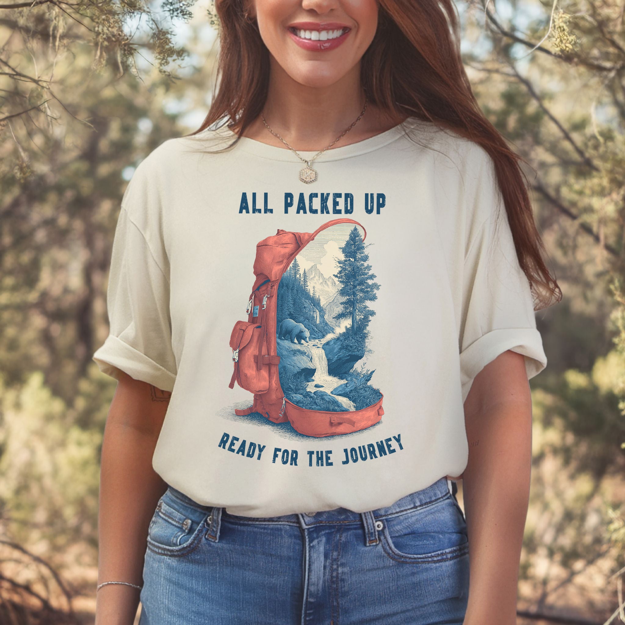 All Packed Up T-Shirt – Retro Backpack Adventure Wilderness Tee