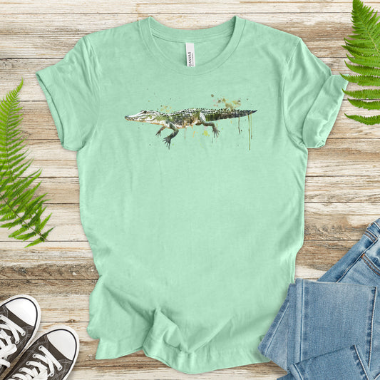 Watercolor Alligator T-Shirt – Vintage Swamp Life Florida Gator Tee