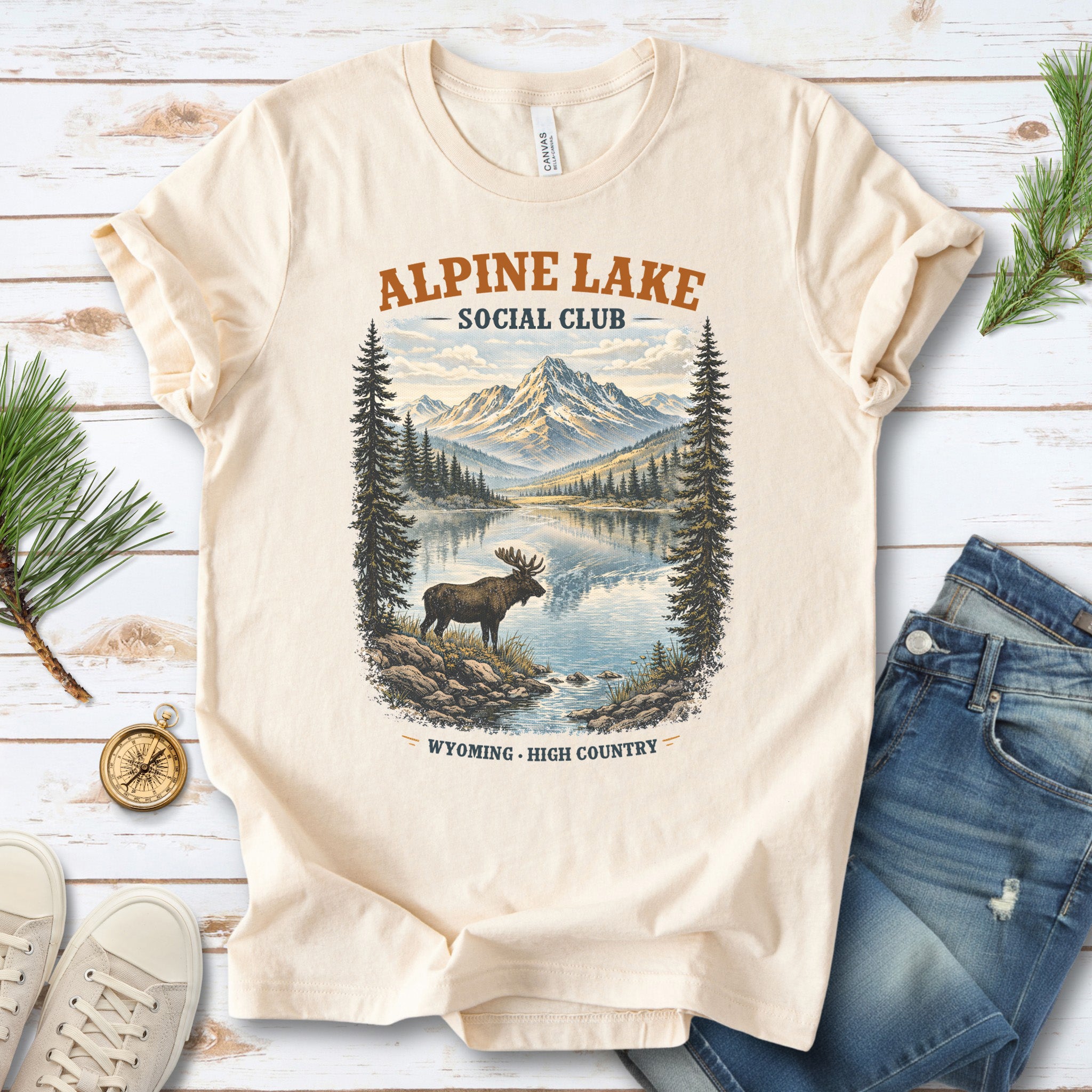 Alpine Lake Moose Shirt – Wyoming High Country T-Shirt