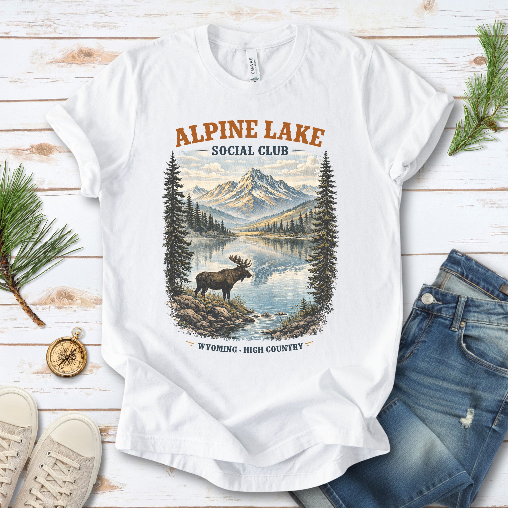 Alpine Lake Moose Shirt – Wyoming High Country T-Shirt