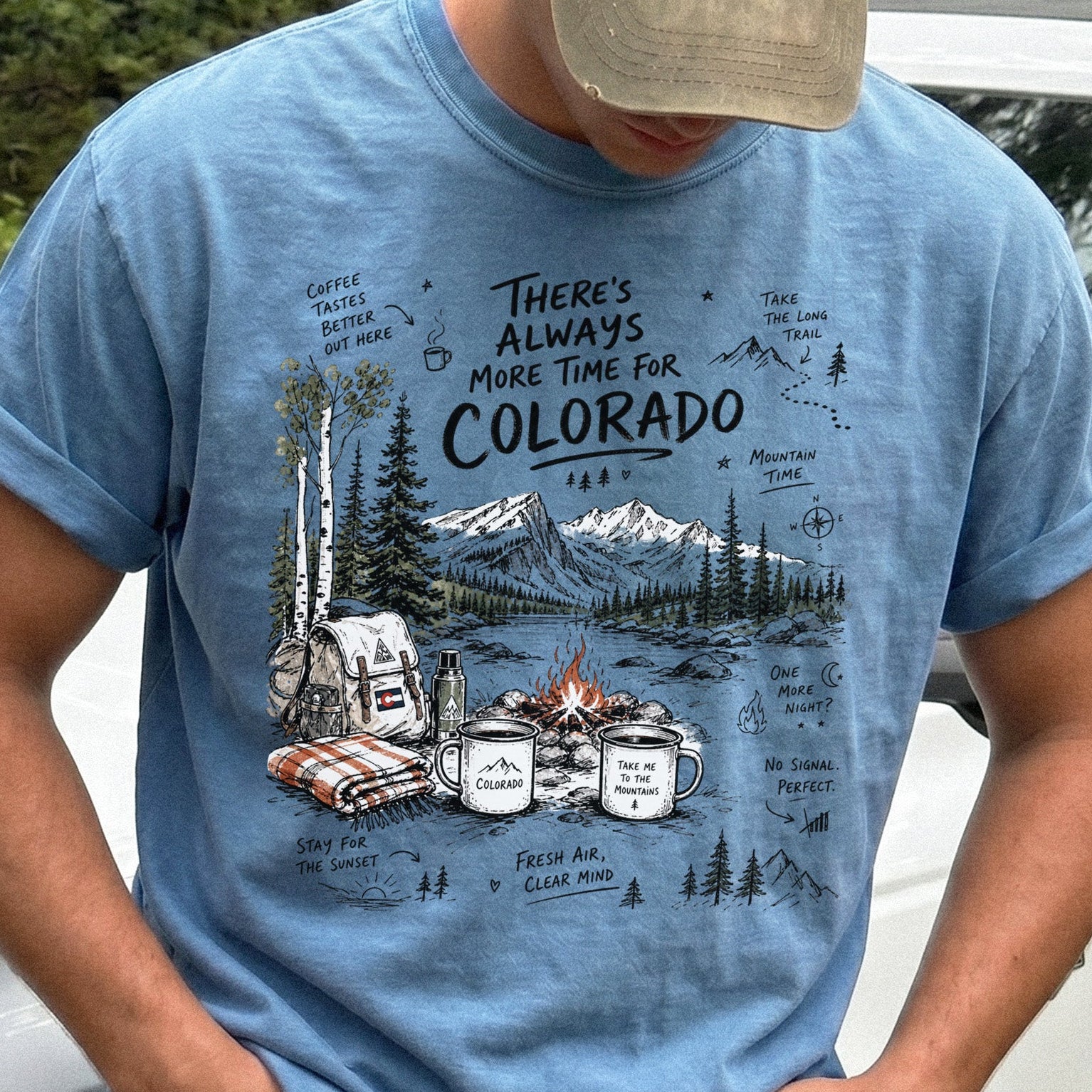 There’s Always More Time for Colorado Comfort Colors Shirt – Mountain Coffee Tee