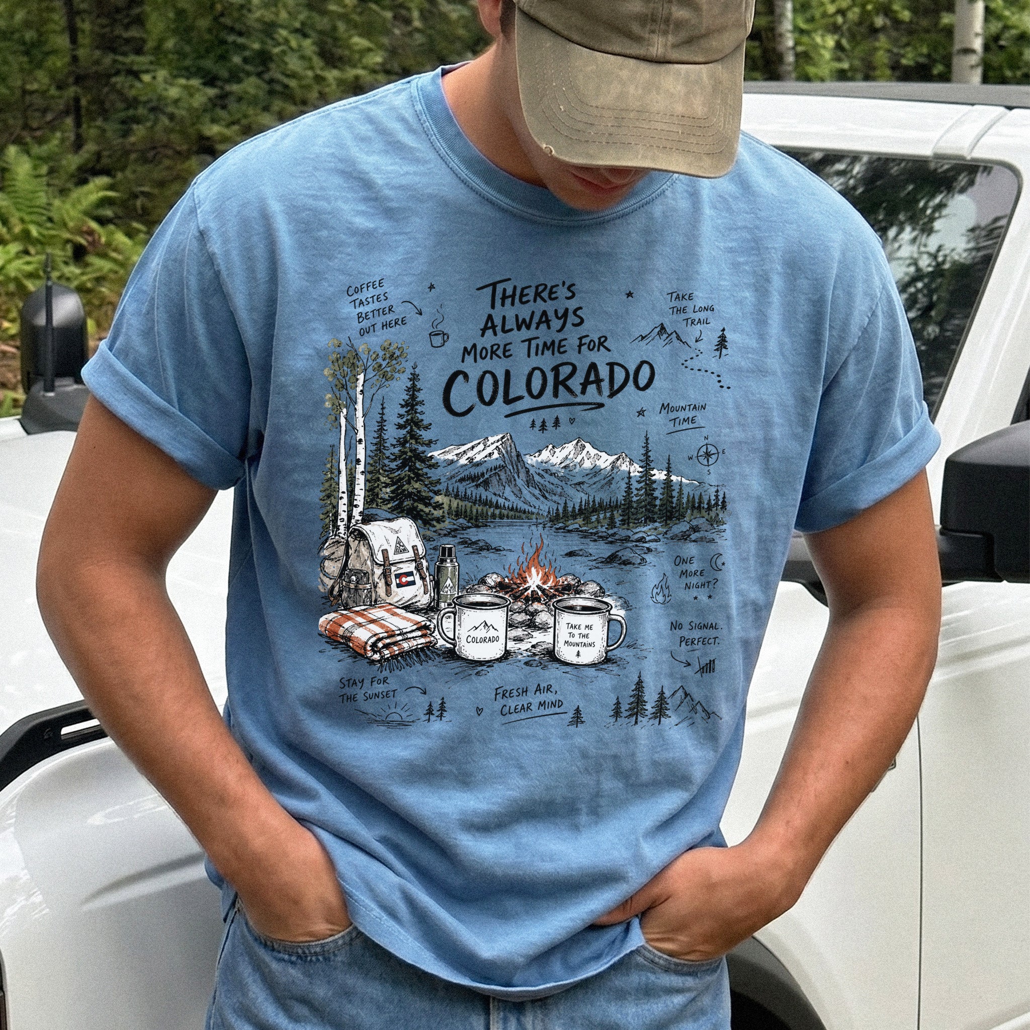 There’s Always More Time for Colorado Comfort Colors Shirt – Mountain Coffee Tee