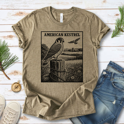 American Kestrel Vintage Raptor Illustration Birdwatching T-Shirt