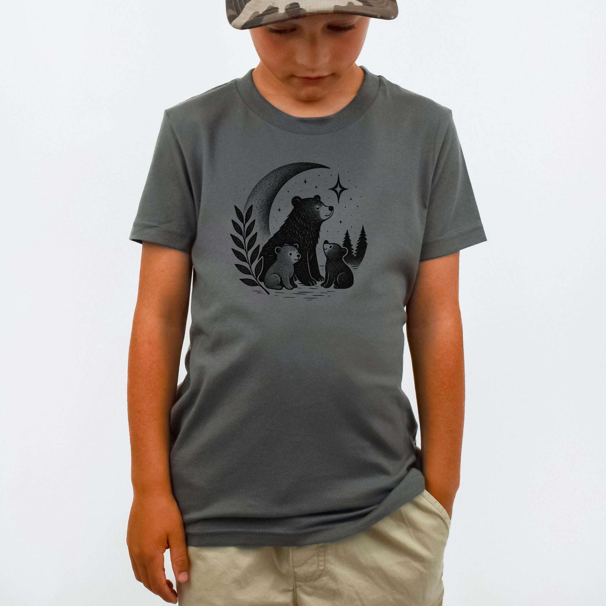 Mother Bear & Cubs Moonlight – Sweet Nature Family Youth Tee