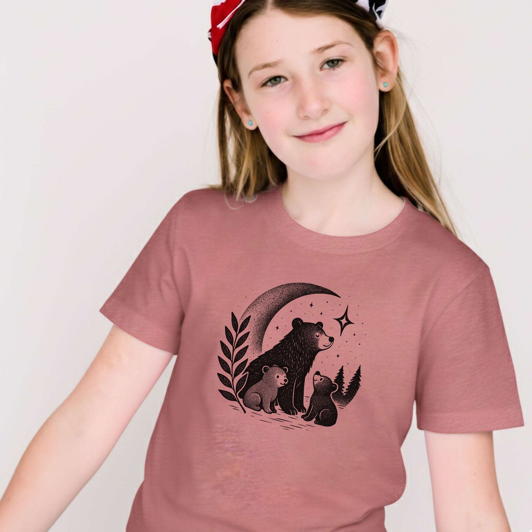 Mother Bear & Cubs Moonlight – Sweet Nature Family Youth Tee