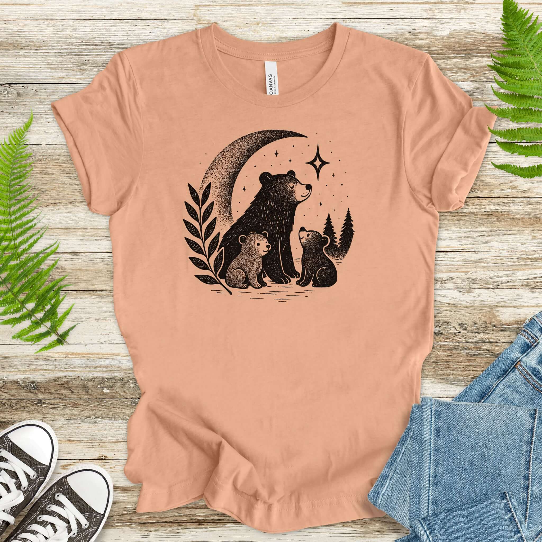 Mother Bear & Cubs Moonlight T-Shirt