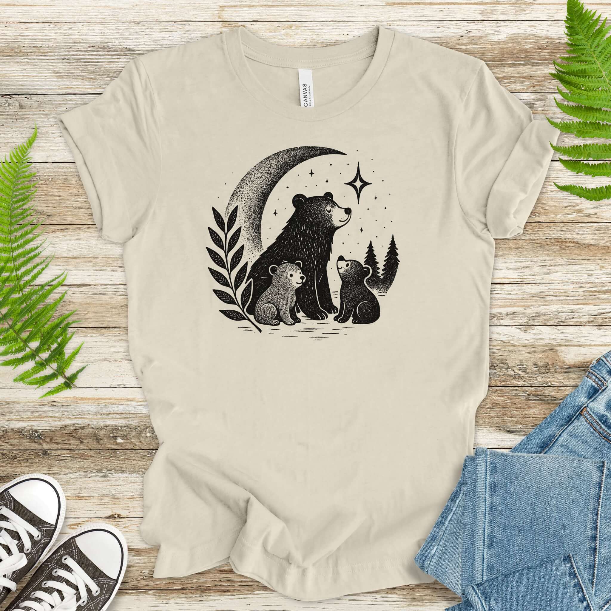 Mother Bear & Cubs Moonlight T-Shirt