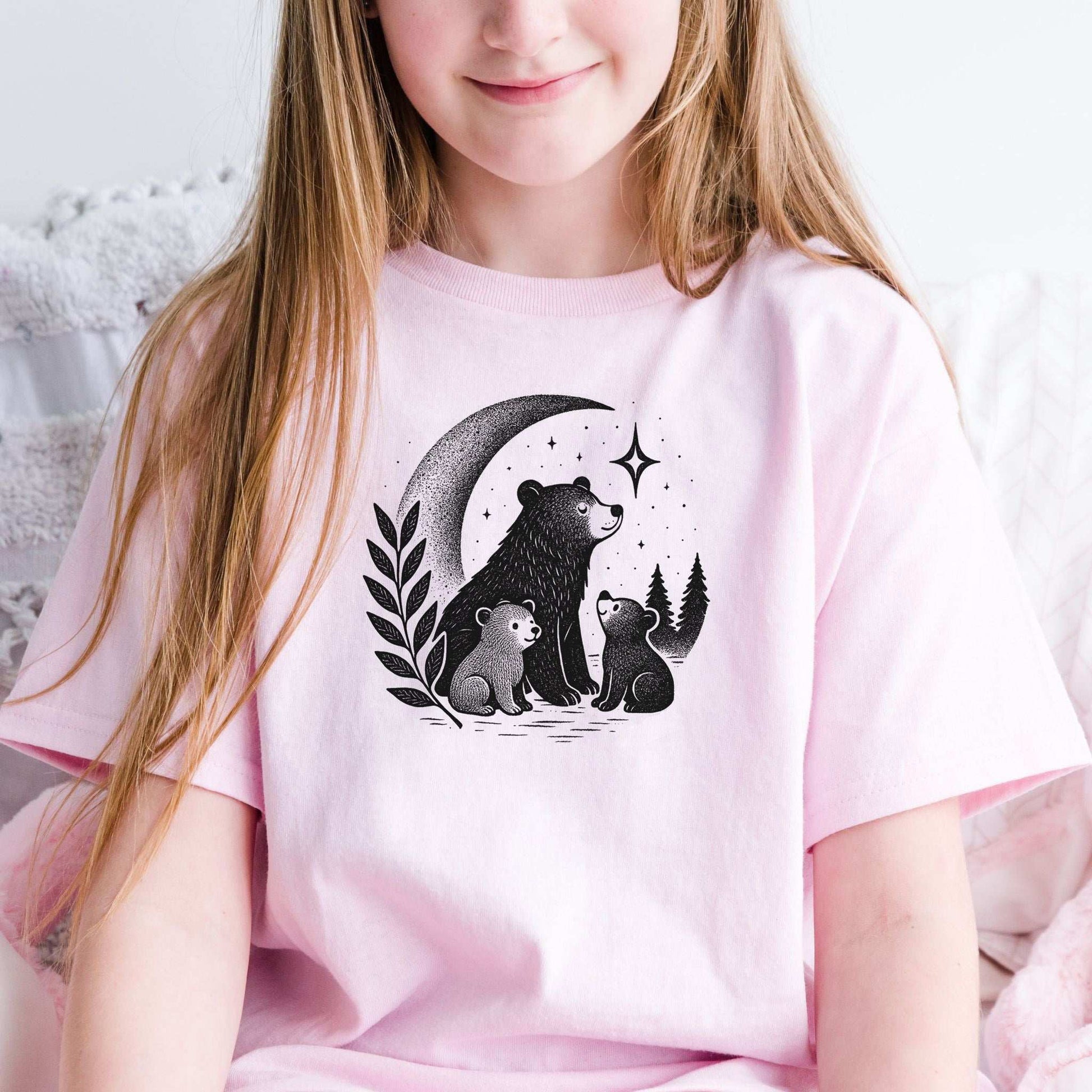 Mother Bear & Cubs Moonlight – Sweet Nature Family Youth Tee