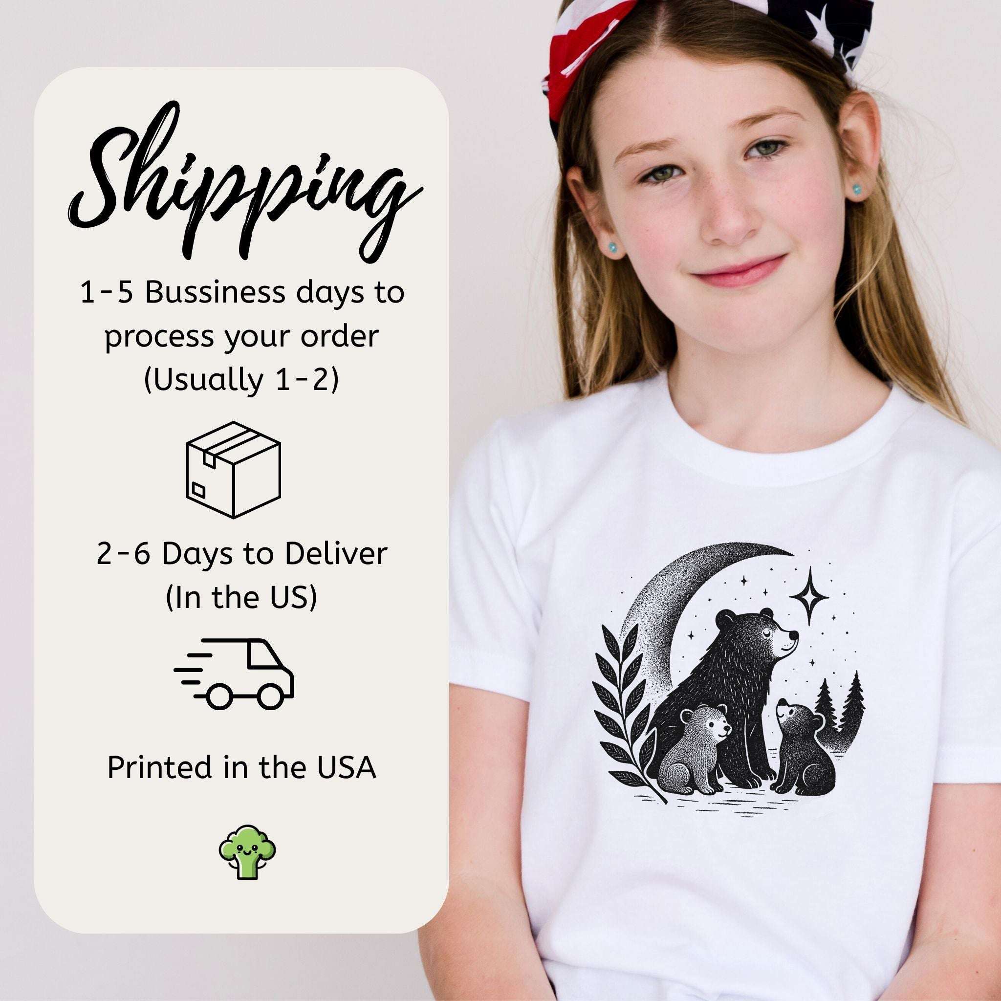 Mother Bear & Cubs Moonlight – Sweet Nature Family Youth Tee