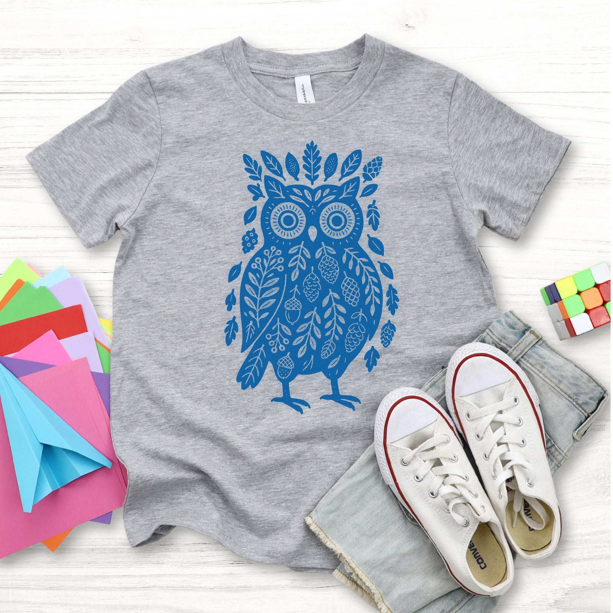 Owl Made of Nature Elements – Forest Wisdom Youth Tee