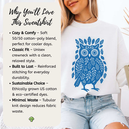 Nature Owl Sweatshirt – Forest Elements Animal for Woodland Dreamers