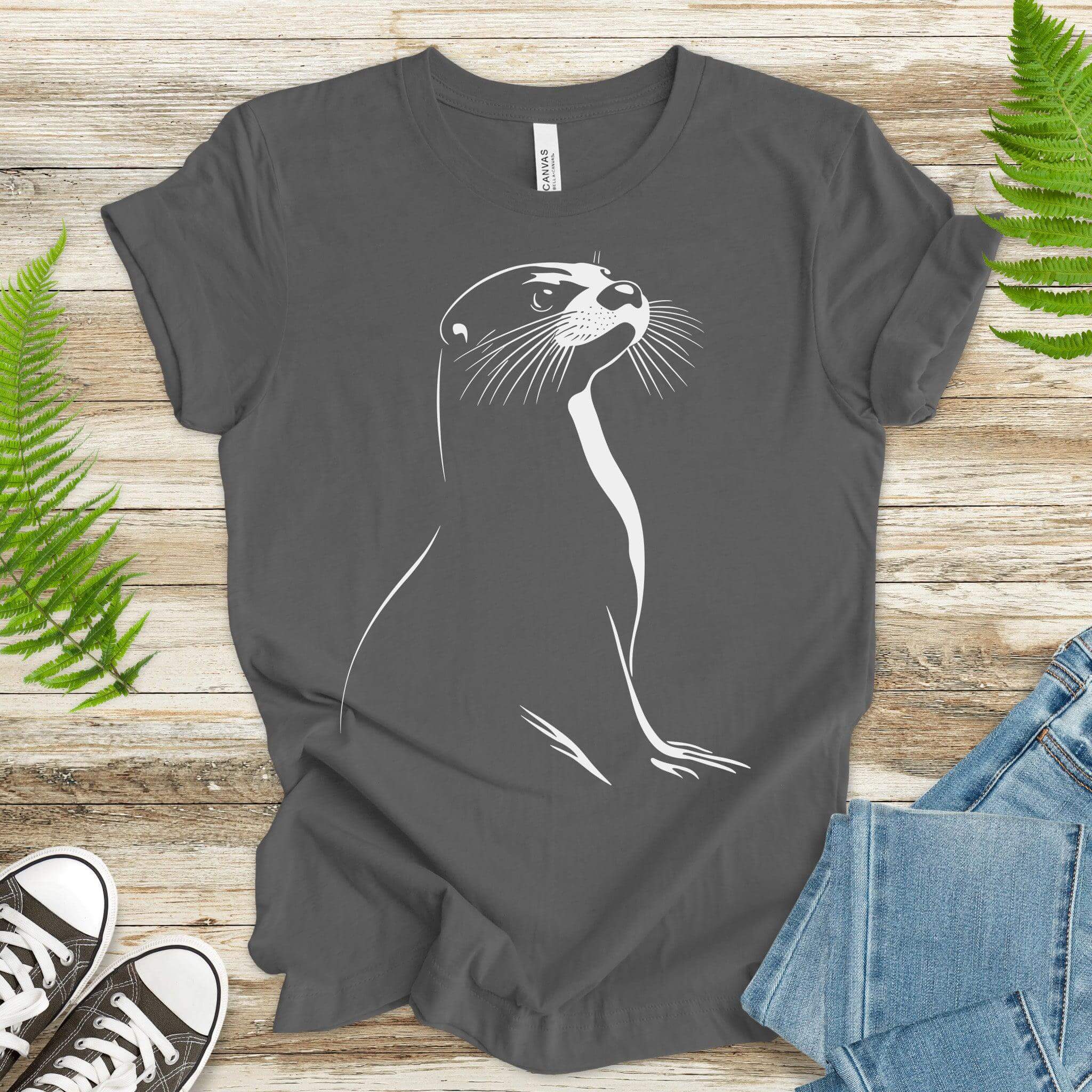 Playful Spirit: White Sketch Otter T-Shirt - TShirtree